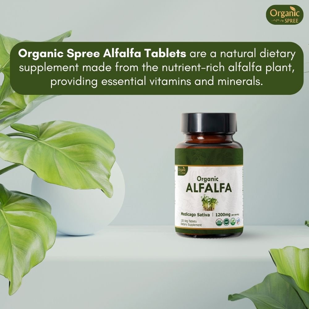 Organic Spree Alfalfa 90 Tablets - Superfood Supplement with Vitamins and Minerals | USDA Organic Certified