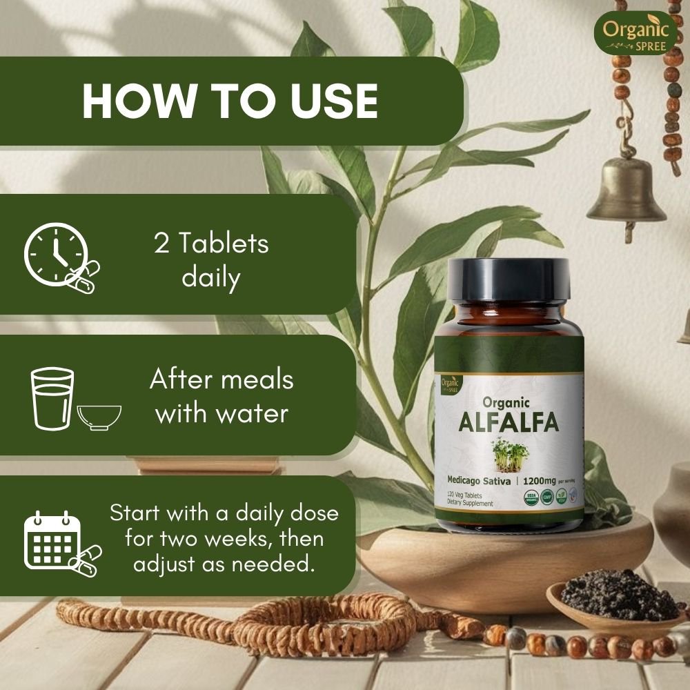 Organic Spree Alfalfa 90 Tablets - Superfood Supplement with Vitamins and Minerals | USDA Organic Certified