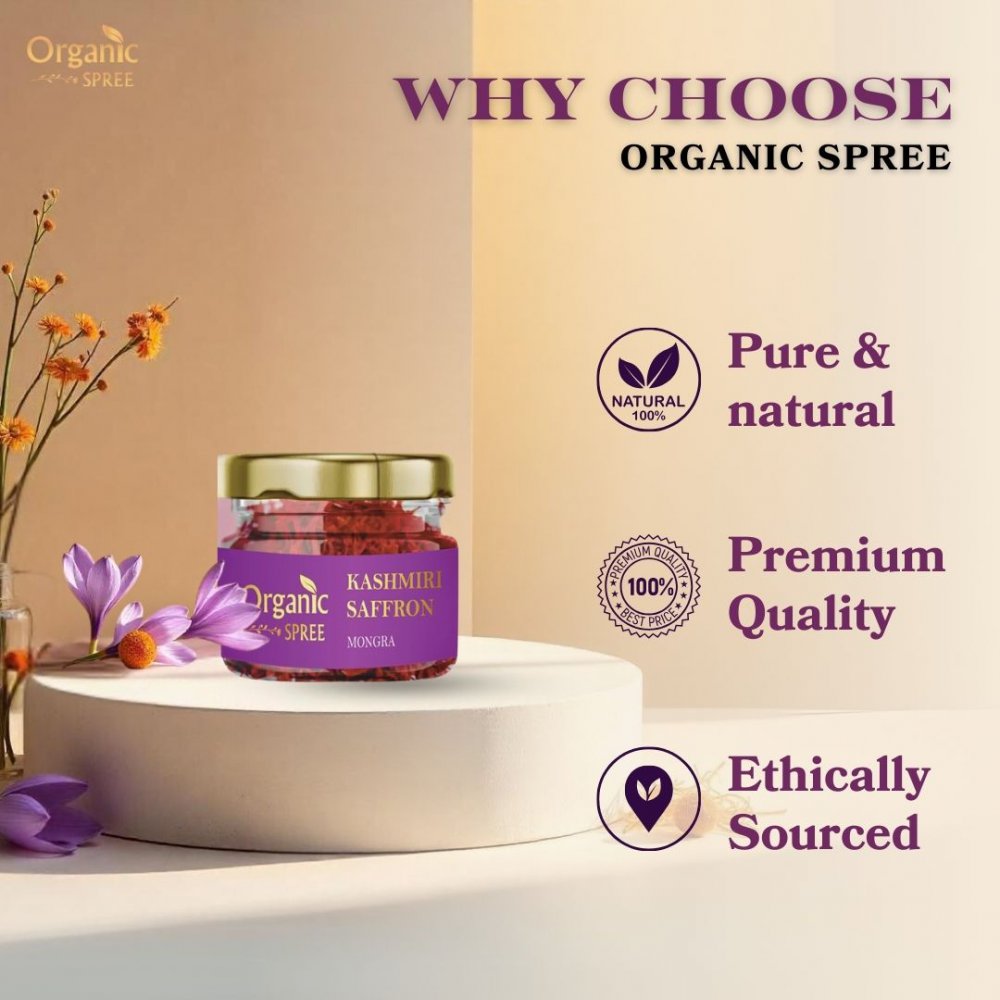 Organic Spree Kashmiri Saffron Kesar 1gm - From the finest farmlands of Pampore J&K